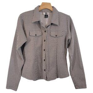One Step Up Western Shirt Vintage 90s Brown Geometric Button Up Womens Medium